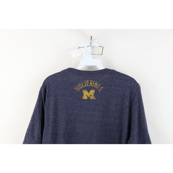 Retro Y2K Champion Mens Medium University of Michigan Jersey Knit T-Shirt Blue - Picture 12 of 13